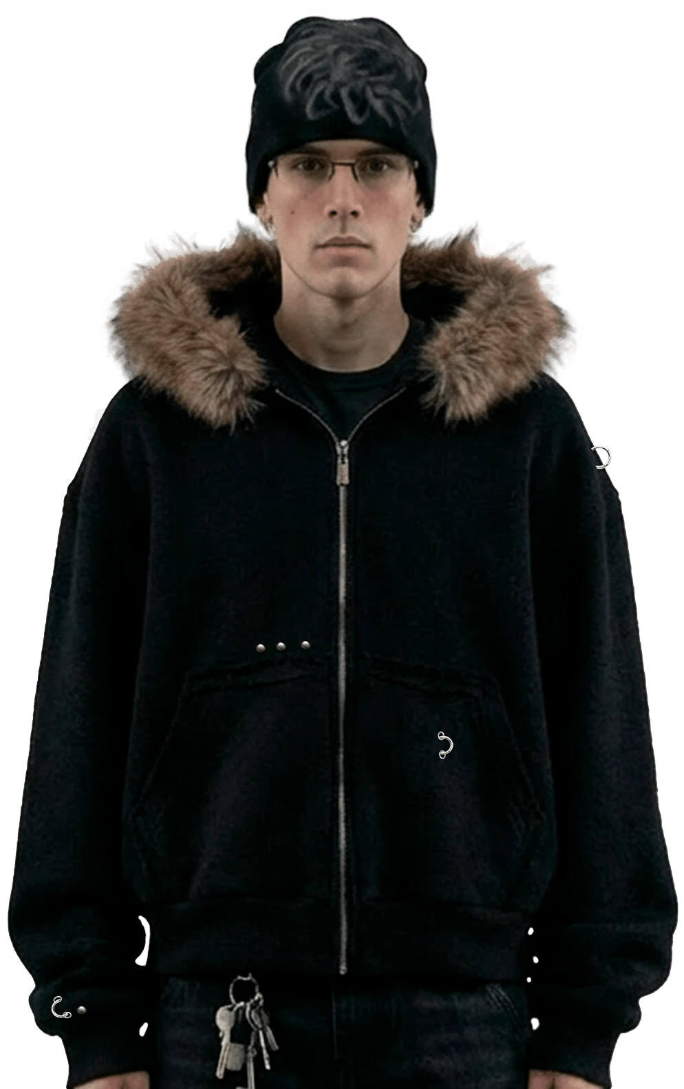 худи на молнии с мехом "Cold Оверсайз"